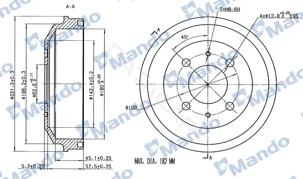 Тормозной барабан MANDO MBD050004