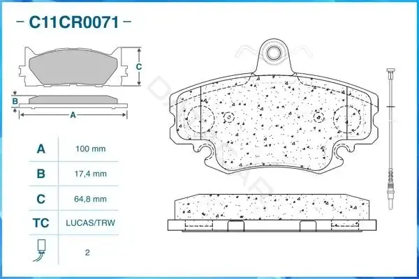 Тормозные колодки CWORKS C11CR0071