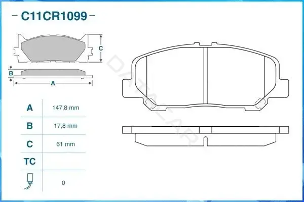 Тормозные колодки CWORKS C11CR1099