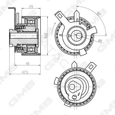 Натяжной ролик ГРМ GMB GTB0290