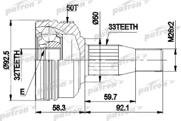 Шрус PATRON PCV8957