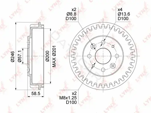 Тормозной барабан LYNXAUTO BM-1081
