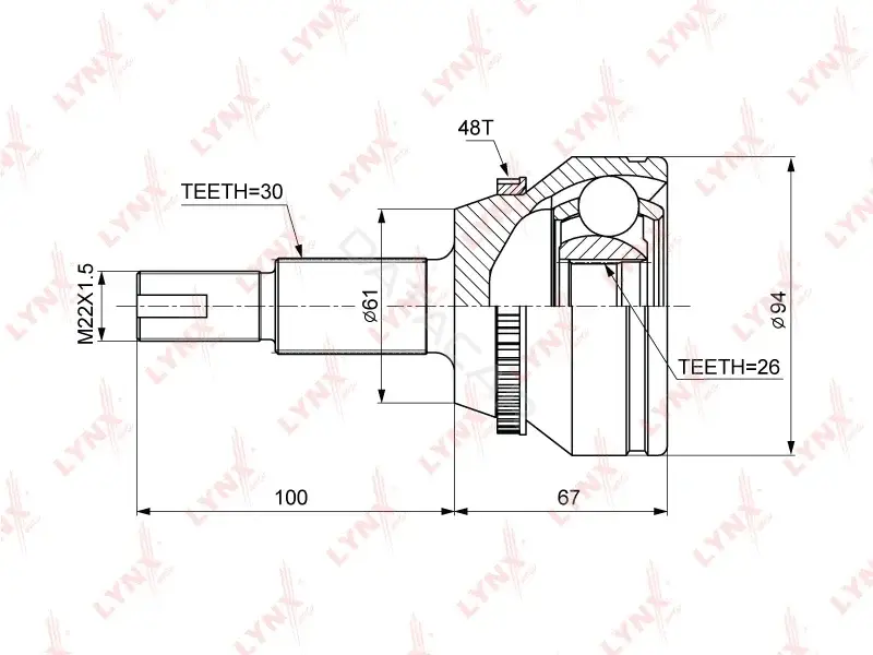 Шрус LYNXAUTO CO-3692A