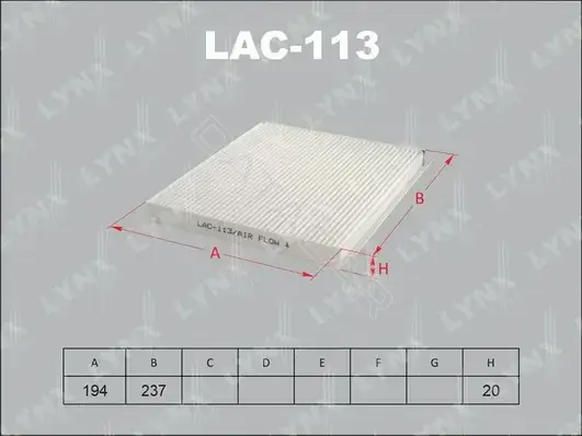 Фильтр салонный LYNXAUTO LAC-113
