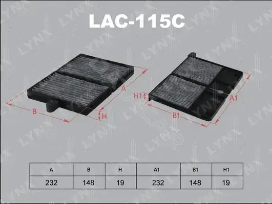 Фильтр салонный LYNXAUTO LAC-115C