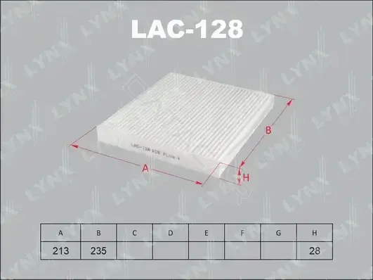 Фильтр салонный LYNXAUTO LAC-128