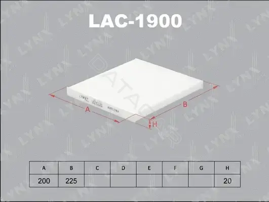 Фильтр салонный LYNXAUTO LAC-1900