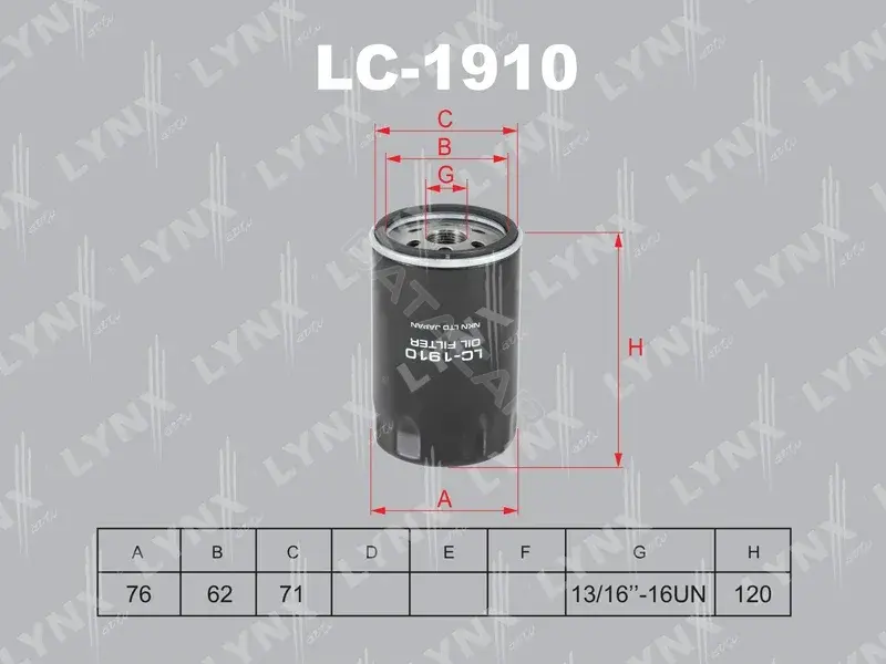 Масляный фильтр LYNXAUTO LC-1910