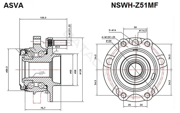 Ступица колеса ASVA NSWH-Z51MF
