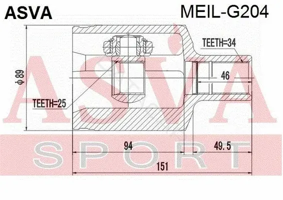 Шрус ASVA MEIL-G204