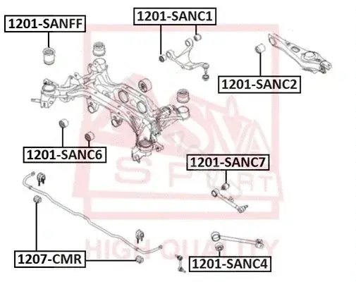 Сайлентблок рычага ASVA 1201-SANC6