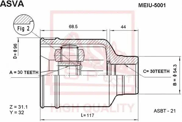 Шрус ASVA MEIU-5001