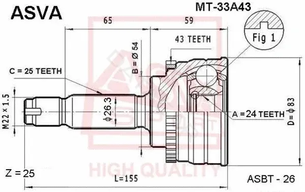 Шрус ASVA MT-33A43