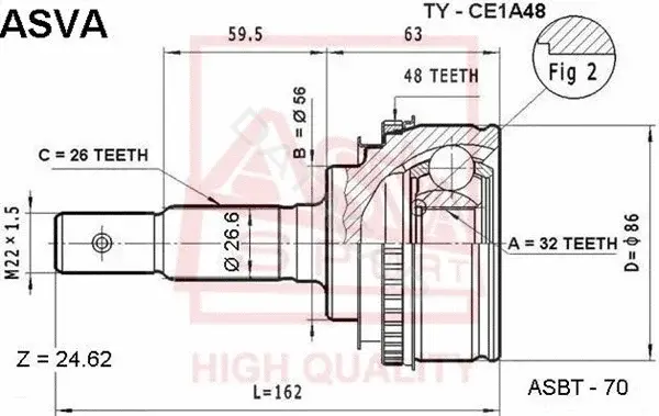 Шрус ASVA TY-CE1A48