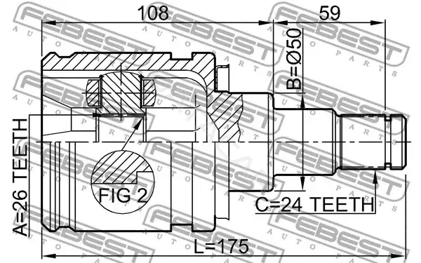 Шрус FEBEST 0111-AZT250LH