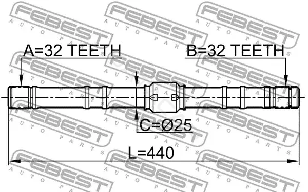 Приводной вал / Полуось FEBEST 0212-SR20RH