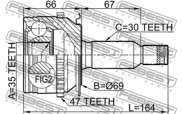 Шрус FEBEST 0410-KB4A47
