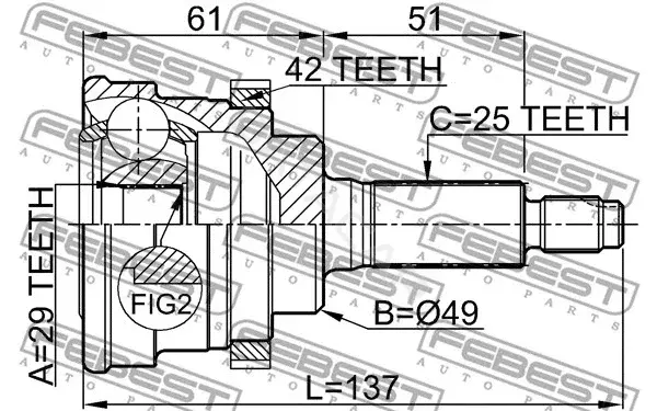 Шрус FEBEST 0710-029A42