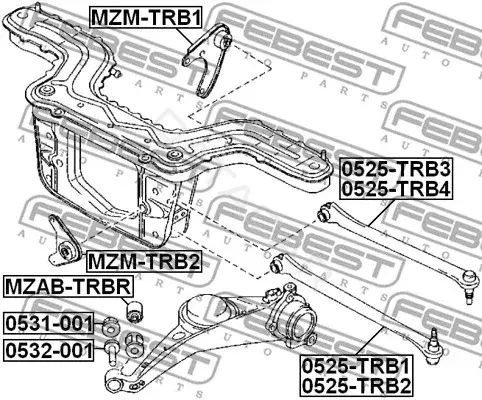Подушка двигателя (Опора) FEBEST MZM-TRB1