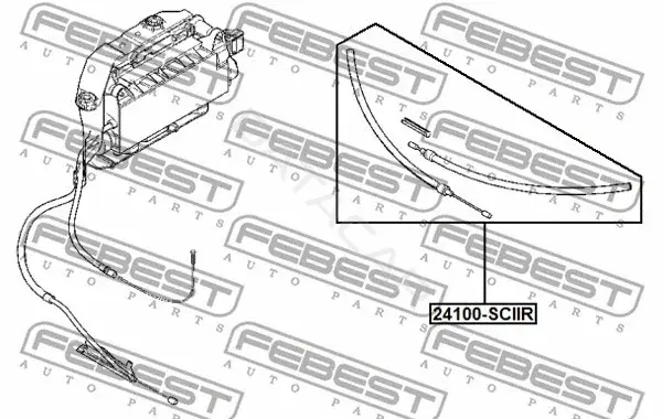 Трос ручника FEBEST 24100-SCIIR