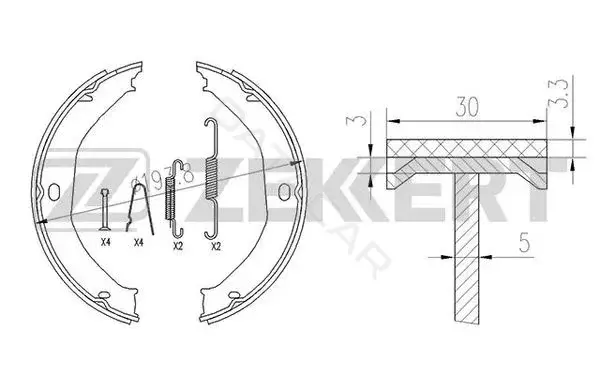 Барабанные колодки ZEKKERT BK-4124