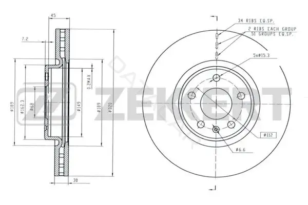Тормозные диски ZEKKERT BS-5845