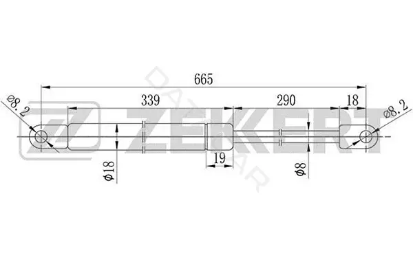 Амортизатор крышки багажника, капота, заднего стекла ZEKKERT GF-1127