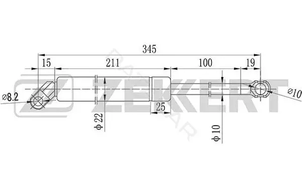 Амортизатор крышки багажника, капота, заднего стекла ZEKKERT GF-1424