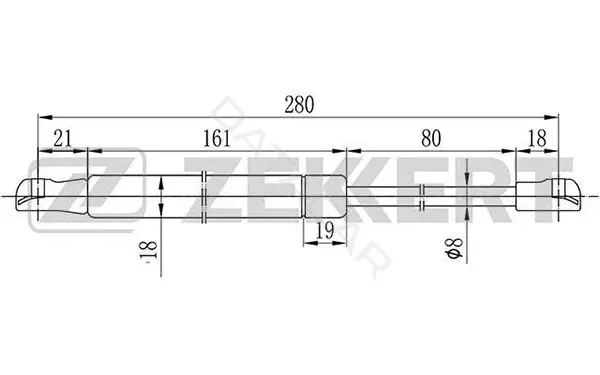 Амортизатор крышки багажника, капота, заднего стекла ZEKKERT GF-1609