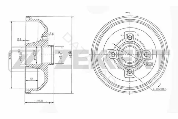 Тормозной барабан ZEKKERT BS-5208