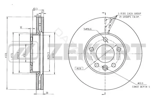Тормозные диски ZEKKERT BS-5357