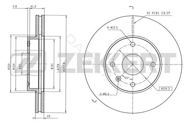 Тормозные диски ZEKKERT BS-5425