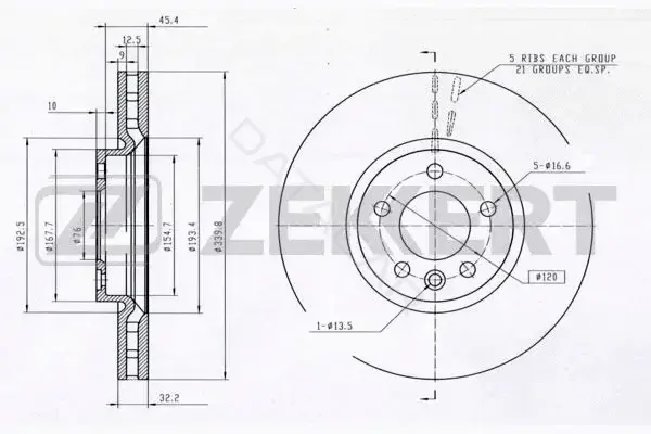 Тормозные диски ZEKKERT BS-5885