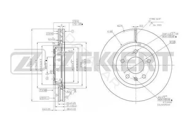 Тормозные диски ZEKKERT BS-6133