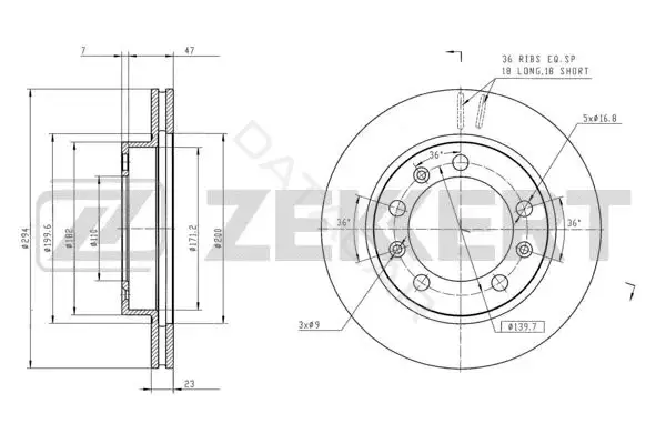 Тормозные диски ZEKKERT BS-6182