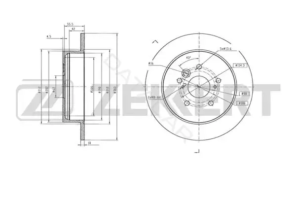Тормозные диски ZEKKERT BS-6208