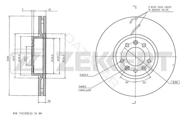 Тормозные диски ZEKKERT BS-6292