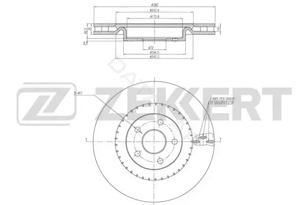 Тормозные диски ZEKKERT BS-6362