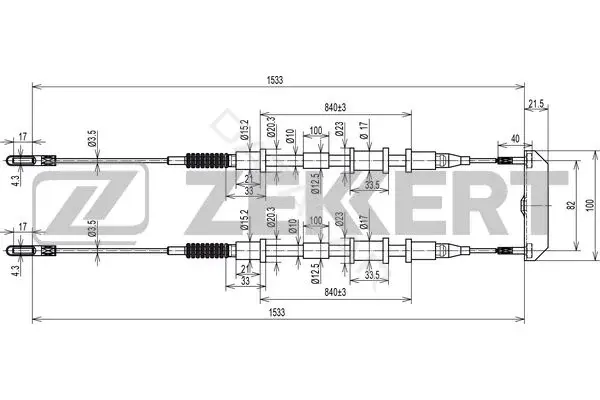 Трос ручника ZEKKERT BZ-1310
