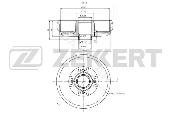 Тормозной барабан ZEKKERT BS-6322
