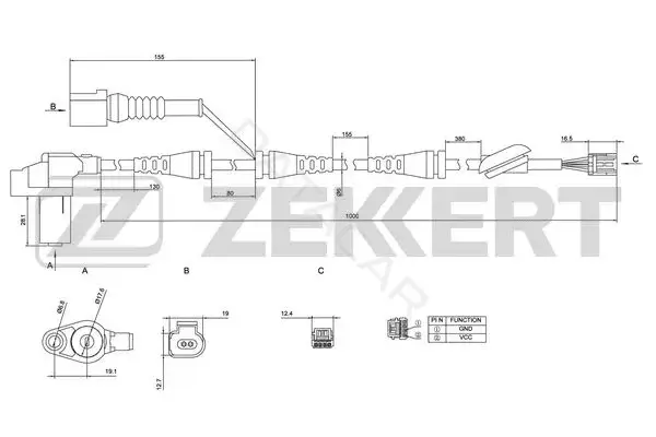 Датчик АБС ZEKKERT SE-6019