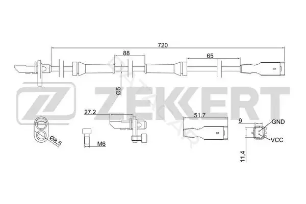 Датчик АБС ZEKKERT SE-6039