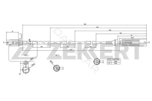 Датчик АБС ZEKKERT SE-6067