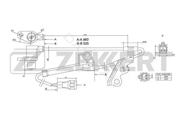 Датчик АБС ZEKKERT SE-6108
