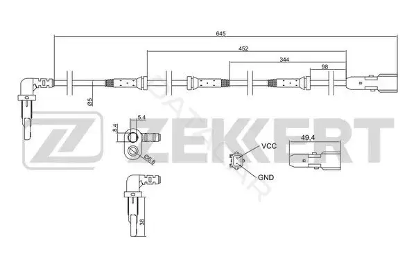 Датчик АБС ZEKKERT SE-6173