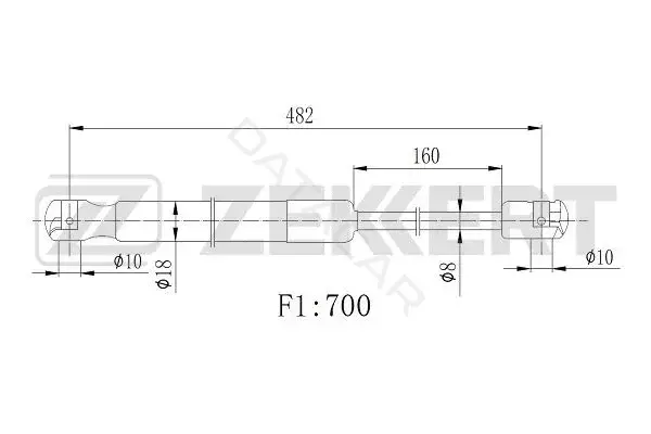 Амортизатор крышки багажника, капота, заднего стекла ZEKKERT GF-2509