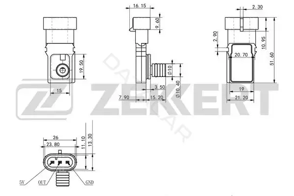 Датчик давления воздуха ZEKKERT SE-1026