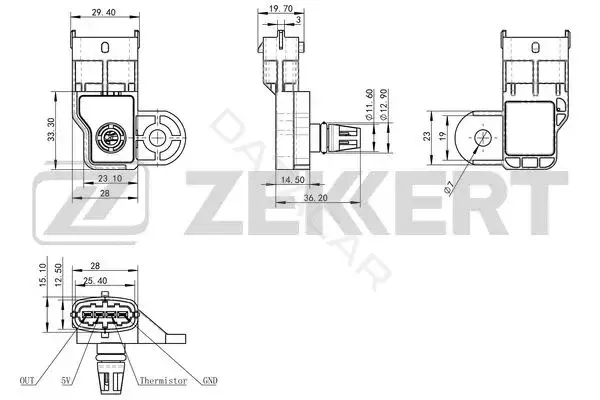 Датчик давления воздуха ZEKKERT SE-1044