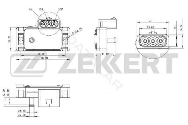 Датчик давления воздуха ZEKKERT SE-1053