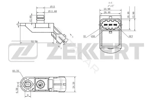 Датчик давления воздуха ZEKKERT SE-1054